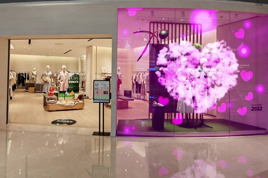 led transparent film of store