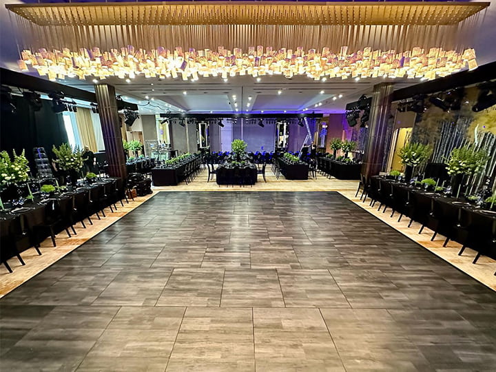 Traditional woody or acrylic dance floor