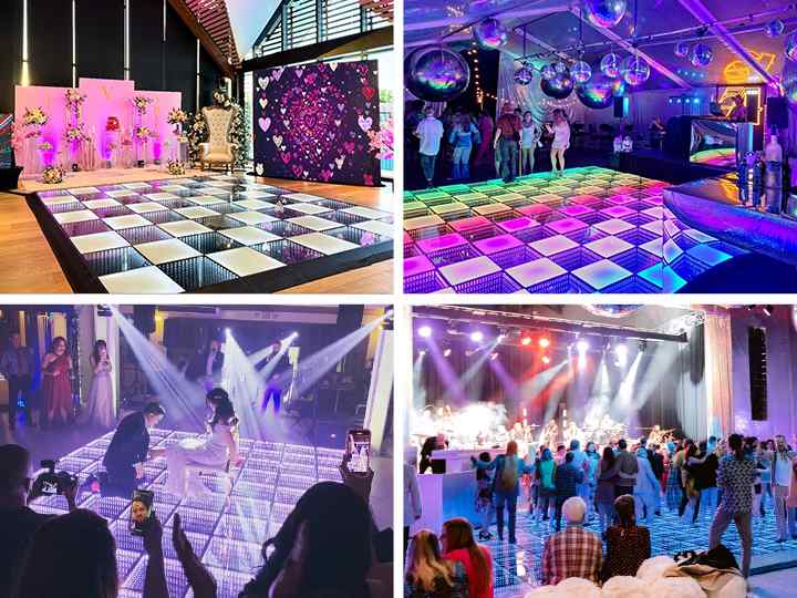 Ideal dance floor layout showing positioning relative to tables and DJ