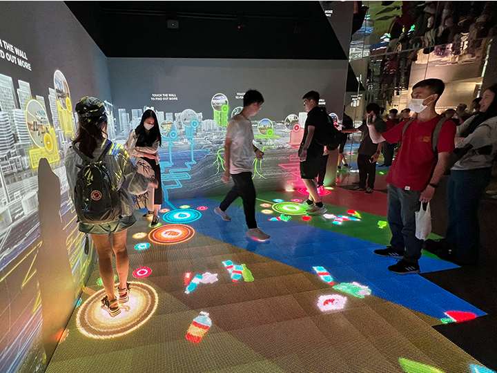 Interactive LED floor tiles at product launch boosting engagement