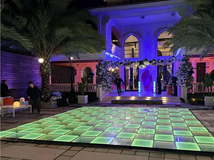 LED dance floor at party