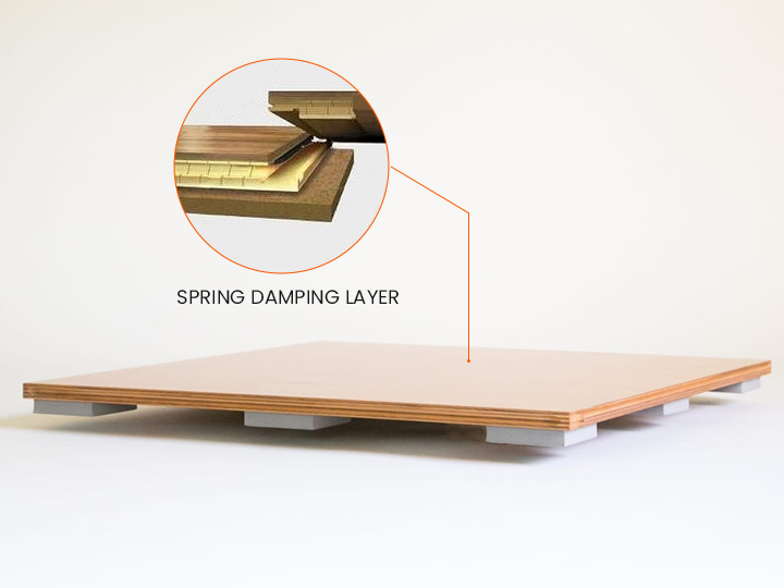Wood-dance-floor-shock-absorption-layer-cross-section