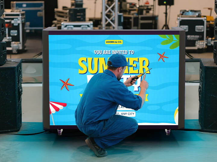 LED Screen DJ Booth in Event Rental Front Maintenance