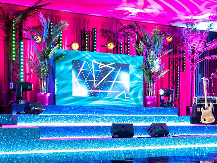 LED Screen DJ Booth in Nightclub Bar