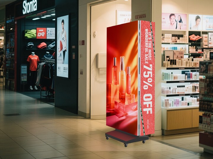 A-versatile-tri-fold-led-poster-with-multi-angle-display-modes.