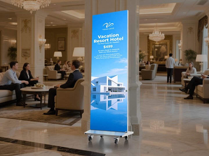 An-indoor-digital-poster-display-in-a-luxury-hotel-lobby