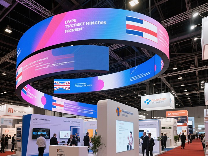 Creative-curved-LED-panel-sizes-at-a-trade-show-booth