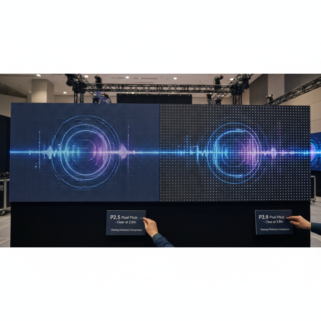 P2.5 vs P3.9 pixel pitch DJ LED panel comparison