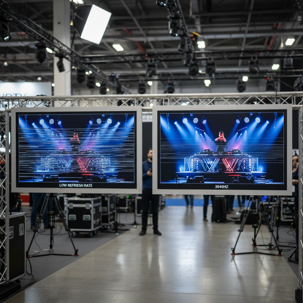 3840Hz vs low refresh rate DJ LED screen camera footage
